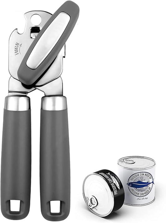 Can Opener,Professional 3-In-1 Multifunctional Manual Can Openers Bottle Opener,Kitchen Durable Stainless Steel Heavy Duty Can Opener Smooth Edge for Kitchen Seniors Friendly by OUTWAY
