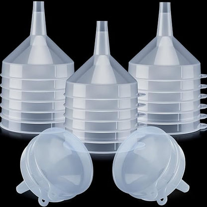 Honeydak 18 Pcs Plastic Funnels 4.7 Inch Wide Mouth Multi-Purpose Funnels with Long Reaching Spout for Filling Bottles Mason Jars Science Lab Use Funnel for Liquid (White) by Honeydak