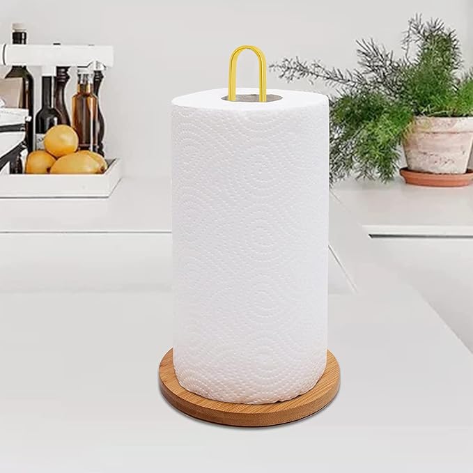 TONLEA Wooden Paper Towel Holder Countertop, Kitchen-Towel-Holder FreeStanding with Non-Slip Base for Bathroom - Image 7
