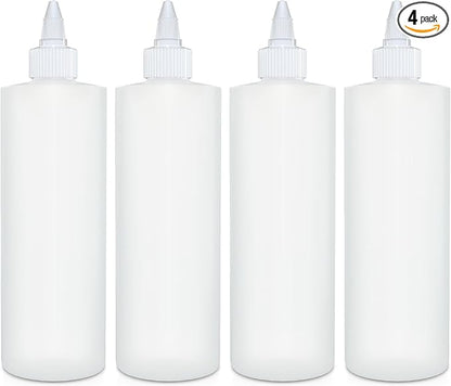 BRIGHTFROM Condiment Squeeze Bottles, 16 OZ Empty Squirt Bottle with Twist Top Cap, Leak Proof - Great for Ketchup, Mustard, Syrup, Sauces, Dressing, Oil, Arts and Crafts, BPA FREE Plastic - 4 PACK by BRIGHTFROM