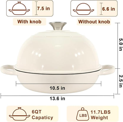 AHJ 6QT Dutch Oven For Bread Baking, Enameled Cast Iron Dutch Oven Pot with Lid, Multi-Functional Bread pan, Sourdough Baking Supplies with Proofing Basket, Cast Iron Bread Oven, Silicone Sling & Gloves. - Image 7