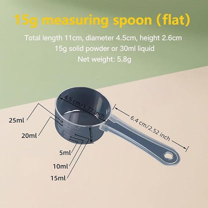 15g/30ml Measuring-Spoons Scoop for Creatine,Powders,Cooking,Recipes,Lab,Food Grade PP Material,BPA-free,Meets FDA Standards,2-Packs(With milliliter scale marking) Transparent