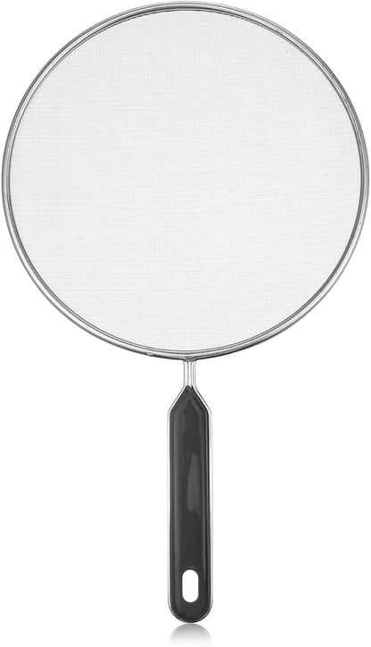 Splatter Screen for Frying Pan 7.5’’ Stainless Steel Grease Splatter Guard with Comfortable Grip Handle Pan Cover Cooking Protector Ultra Fine Mesh Prevents Oil Splatters for Frying Cooking (Black) by Unknown