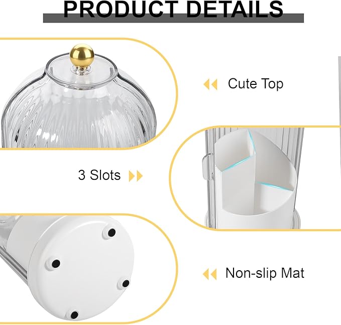 Rotating Toothbrush Holders with Cover, Dustproof Toothbrush Holder with Sliding Lid Electric Tooth Brush and Toothpaste Organizer for Bathroom, Makeup Brush Holder for Vanity, White
