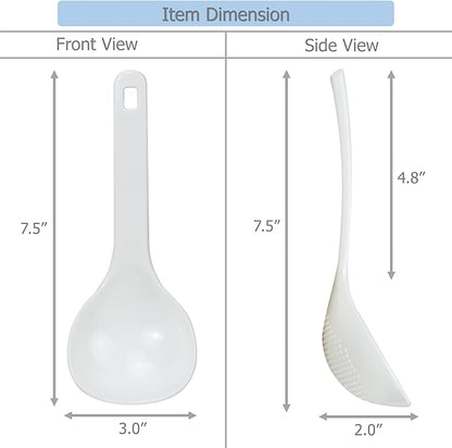 EIKS 2 Pack Plastic Soup Ladle Serving Spoon for Serving Cooking Mixing Stews Noodles Rice Soup - 7.5 inch Long