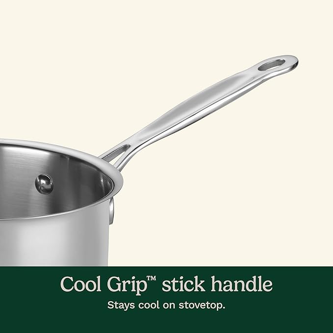 Cuisinart 1.5 Quart Sauce Pan with Cover, Stainless Steel Pot with Lid, Small Kitchen Pots, Dishwasher Safe, Compatible with Induction, Electric, Gas Cooktops, Oven Safe Saucepan, Cool Grip Handles - Image 3