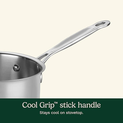 Cuisinart 1.5 Quart Sauce Pan with Cover, Stainless Steel Pot with Lid, Small Kitchen Pots, Dishwasher Safe, Compatible with Induction, Electric, Gas Cooktops, Oven Safe Saucepan, Cool Grip Handles - Image 3
