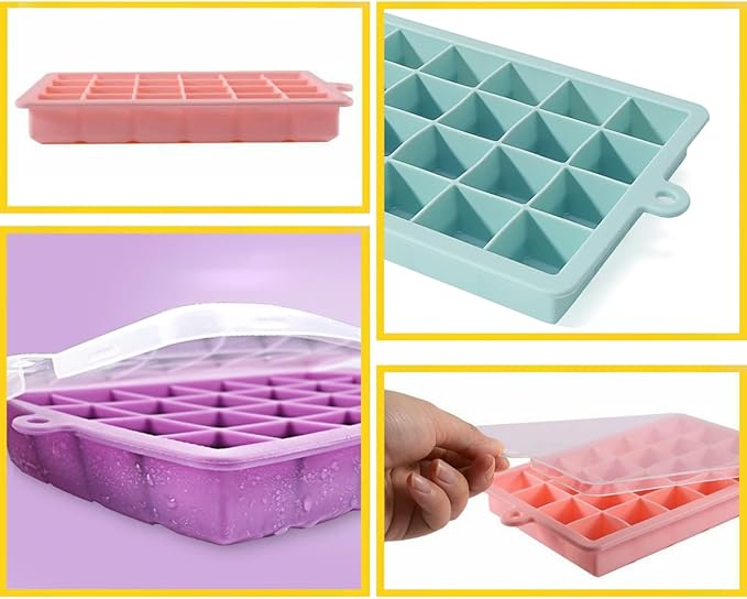 TAO CICADA Ice Cube Tray, 3 Pack Silicone Ice Cube Molds, Ice Cube Trays, Silicone Ice Trays, Easier to Release, BPA Free for Alcohol/Coffee/Beverages (Pink, Light blue, Purple) - Image 4