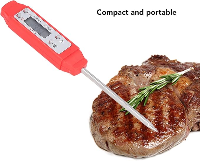 Digital Food Thermometer, Digital Food Thermometer Automatic Calibration Pen High Accuracy Electronic Pocket Thermometer Yellow for Home Use, Multifunctional Accessory (Red) - Image 4