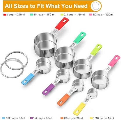 Wildone 8-Piece Measuring Cups Set, Stainless Steel Nesting Measuring Cups, Perfect for Dry and Liquid Ingredients, Dishwasher Safe - Image 2