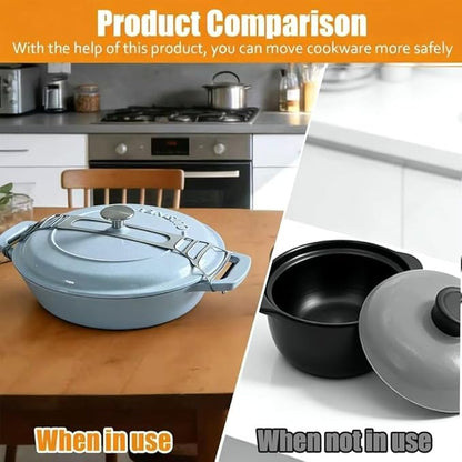 Adjustable Silicone Lid Lock Strap, Compatible with Ninja PossibleCooker Pro 8.5/6.5 Qt and Oval Slow Cookers, Universal 6-Gear Expandable Pot Lid Holder Band for Safe Travel (Matte Black-M-2PCS)