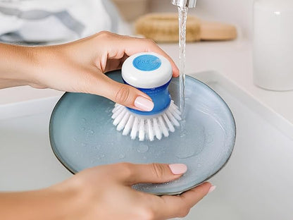 Dish Brush with Soap Dispenser, Firm Bristles Dish Scrubber for Pots, Pans & Sink Cleaning, 2 Pack - Image 5