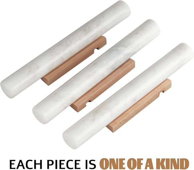 Koville African Natural Marble French Rolling Pin, 16inch Non-Stick Rolling Pin for Baking, Dough Roller for Pasta, Dumpling, Fondant, Pie, Bread, Pizza, Kitchen Baking Tools(Namib Fantasy) - Image 5