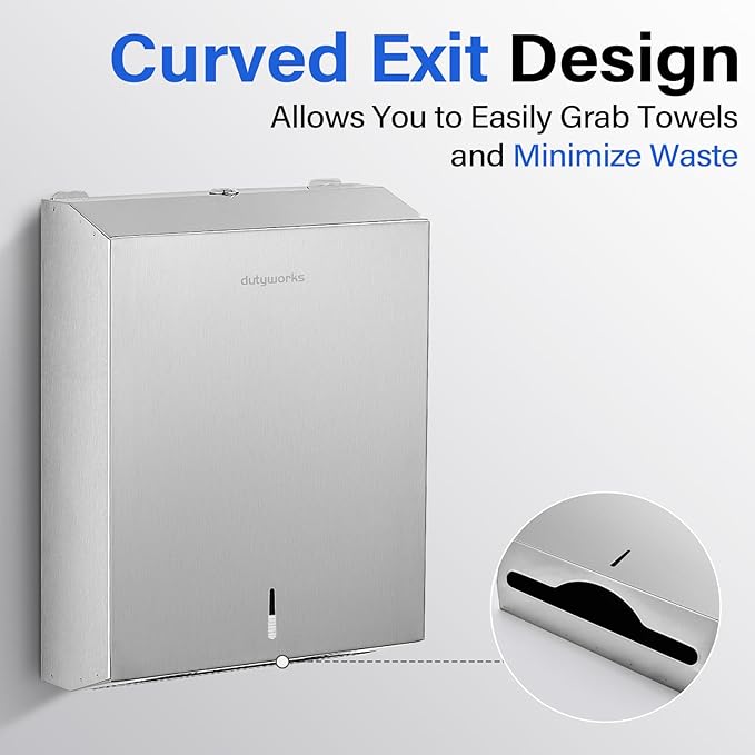 Commercial Paper Towel Dispenser Wall Mount, Stainless Steel C-Fold Multifold Trifold Holder with Lock, Large Capacity for Bathroom Kitchen Office Restaurant Industrial