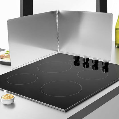 Kichvoe Stainless Steel Oil Splash Baffle 31.49X11.81 Inch Foldable Stove Splatter Guard Grease Protection Screen for Kitchen Frying Pans