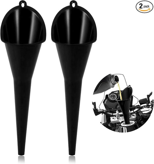 2 PCS Oil Funnel, Multi-Purpose Plastic Long Neck Oil Funnel, Automotive Use Funnels for Filling Oils Lubricants Water Diesel, Kitchen Funnels for Filling Bottles Jars (Black)