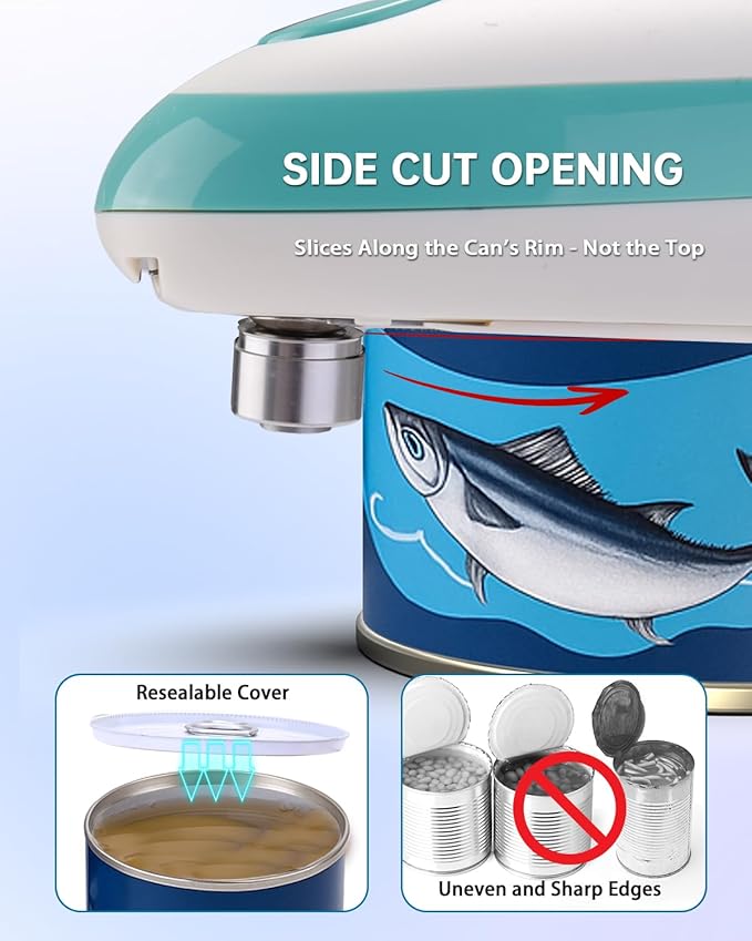 CIRCLE JOY Electric Can Opener, One-Touch Automatic Can Opening with Smooth Edges, Food Safety Handheld Battery-Operated Can Opener for Kitchen and Seniors, Green - Image 2