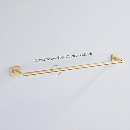 Brusehd Light Gold Bathroom Hardware Set 4 Pieces,Bathroom Accessories Set Stainless Steel Wall Mounted, Hand Towel Bar, Towel Ring, Robe Towel Hooks,Toilet Paper Holder,Towel Bar Set, 23.6 Inch… - Image 6
