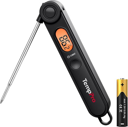TempPro Digital Meat Thermometer with Temperature Indicator, Instant Read Food Thermometer with Pop-up Meat Probe and Backlight for Oil Deep Fry Smoker BBQ Grill Kitchen Candy (Previously ThermoPro) by TempPro