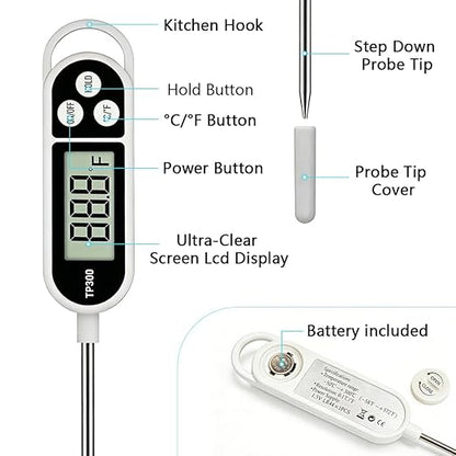 Candy Thermometer Digital Instant Read for Meat Kitchen Cooking Food Oil Deep Fry BBQ Grill Smoker (1, 9.4in) - Image 3