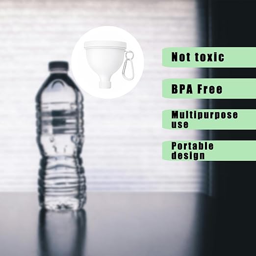 2 Pack Protein Powder Container to Go - Mini Funnel with Keychain and Keyring(100ml) Water Bottle Funnel for Shakers(White) - Image 3