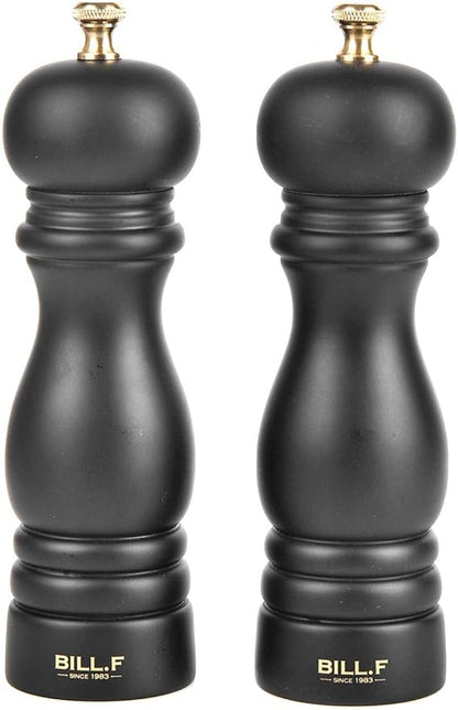 BILL.F Salt and Pepper Grinder Wooden Pepper Mill Grinder Salt Pepper Shakers Set of 2 with Adjustable Ceramic Rotor- 7 Inch by BFBILLFSINCE1983