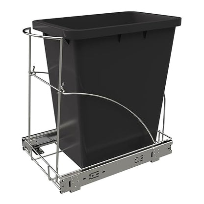 Pull Out Trash Can Under Cabinet & Under Sink - Heavy Duty Sliding Adjustable Cabinet Garbage Can Organizer, Requires Minimum Cabinets Opening 13" W X 18" D,Chrome Finish (Waste Bin Not Included)
