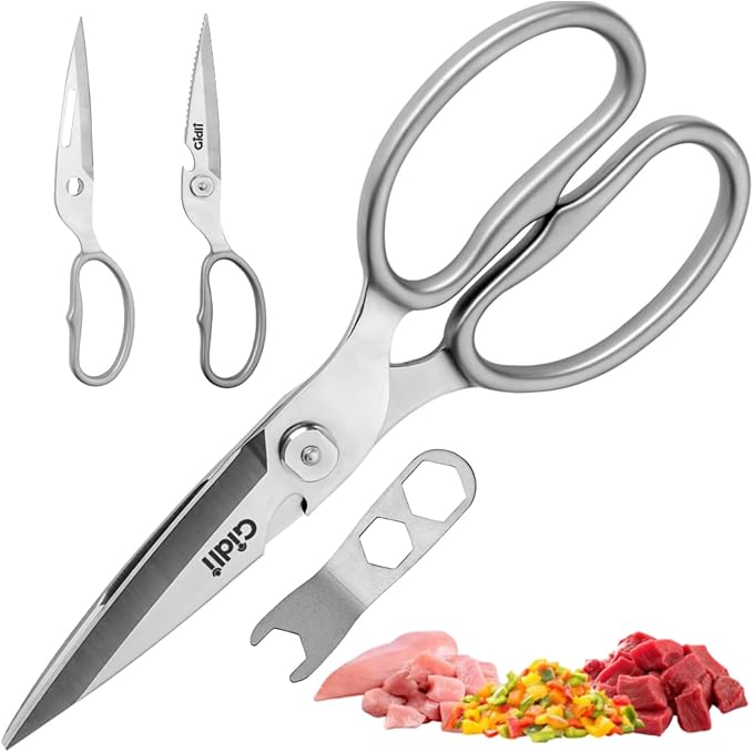 Premium Kitchen Scissors by Gidli – Lifetime Replacement Warranty* - Heavy Duty Kitchen Shears for Food – All-Purpose Stainless Steel Scissors – Dishwasher Safe, Comes Apart for Easy Cleaning by Gidli