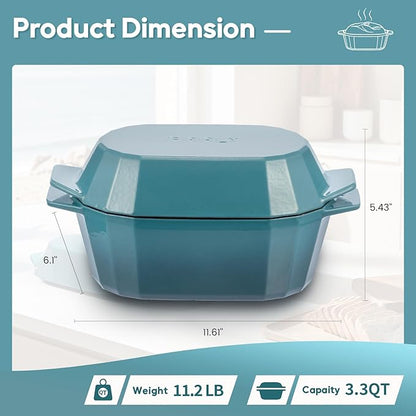 Enameled Cast Iron Sourdough Bread Oven – Dutch Oven for Sourdough, Oval Cast Iron Bread Pan with Lid，Loaf Cast Iron Dutch Oven for Baking (3.3QT-Blue） - Image 2