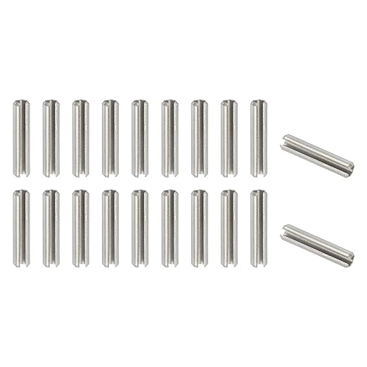 PATIKIL Slotted Spring Pin, 20 Pcs 3/16" x 1" (5.3mm x 25mm) 304 Stainless Steel Split Roll Pins Spring Dowel for Home Improvement Automotive Machine Repair, Silver