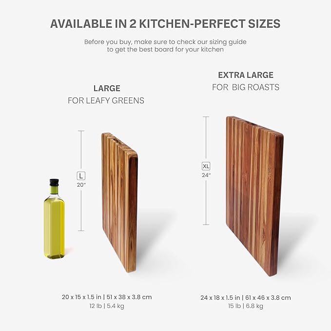 Teakhaus Cutting Board - Large (L) Wood Cutting Board with Grip Handles - Holiday Gift Ideas for Men and Women - Gift-Ready, Reversible, Edge Grain Wood, Knife Friendly - FSC Certified - Image 7