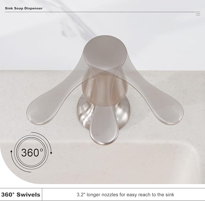 GAGALIFE Kitchen Sink Soap Dispenser Brushed Nickel, Under Sink Soap Dispenser with 40" Silicone Extension Tube Kit,Say Goodbye to Frequent Refills - Image 4