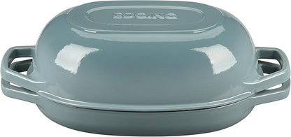 EDGING CASTING Enameled Cast Iron Oval Dutch Oven Pot with Lid, Dutch Oven for Sourdough Bread Baking, Bread Oven, Bread Dutch Oven, Oval Bread Pan, 7qt, Seasalt