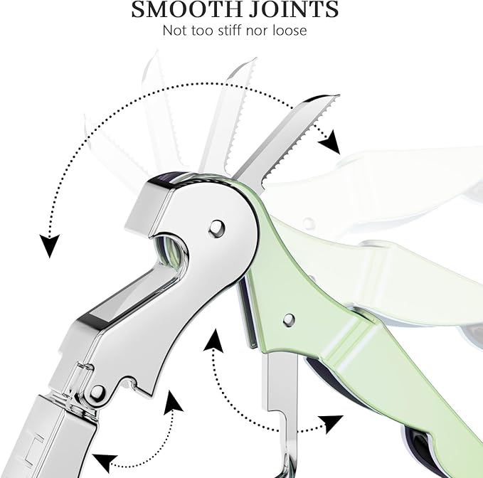 HYZ 2-Pack Wine Opener Waiter Corkscrew, Professional Wine Key for Servers, Bartender with Foil Cutter, Manual Wine Bottle Opener Double Hinged (Matcha Green) - Image 5