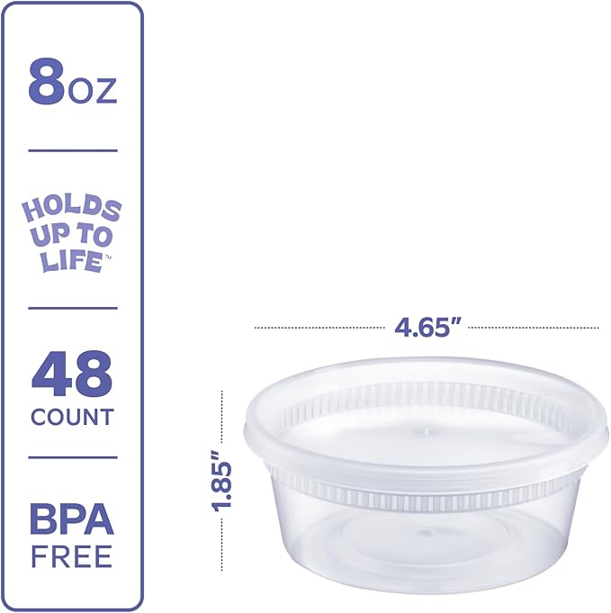 GUSTO [48 Sets - 8 oz. Plastic Deli Disposable Food Storage Containers with Airtight Lids - Slime Containers (Formerly Comfy Package) - Image 2