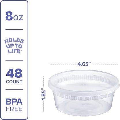 GUSTO [48 Sets - 8 oz. Plastic Deli Disposable Food Storage Containers with Airtight Lids - Slime Containers (Formerly Comfy Package) - Image 2