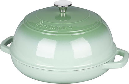 VORRINGARD Enameled Cast Iron Dutch Oven Pot with Lid, Bread Oven for Sourdough Bread Baking, Dutch Ovens with Bread Proofing Basket& Baking Supplies Set, 6 Quart, Green