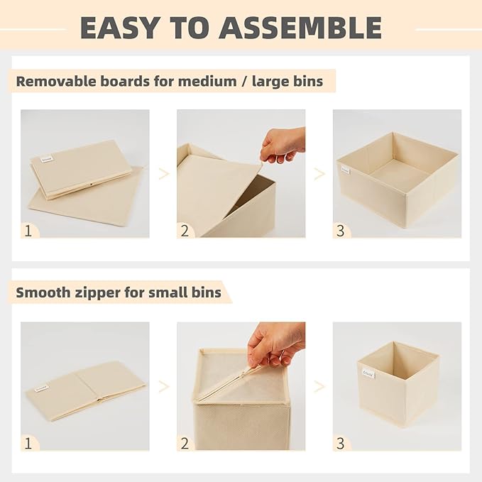 Criusia Drawer Organizer Clothes, 8 Pack Underwear Drawer Organizer, Foldable Cloth Storage Box Closet Organizers and Storage for Clothes, Socks, Scarves, Ties (Beige) - Image 4