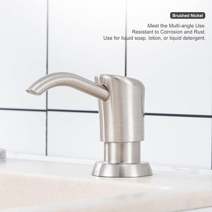 GAGALIFE Built in Counter Soap Dispenser (Brushed Nickel) for Kitchen Sink and Extension Tube Kit, Anti-Leakage Upgrade with 40" Tube No More Top Refill