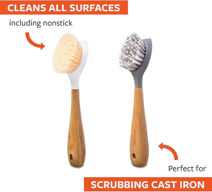 Full Circle Double Dish Brush Set – Durable Scrub Brushes for Dishes, Pots, Pans, and Cast Iron, Includes Be Good & Tenacious C, Sustainable 2-Pack - Image 2