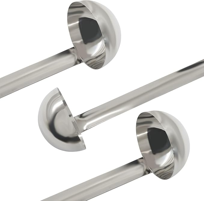 4 Oz Stainless Steel Ladle, 3 Pcs Sturdy Soup Ladle, 11.8" Long Handle Length for Stirring, Portioning and Serving Soup and Stew in Restaurants and Home (3.15" Bowl Diameter） - Image 5