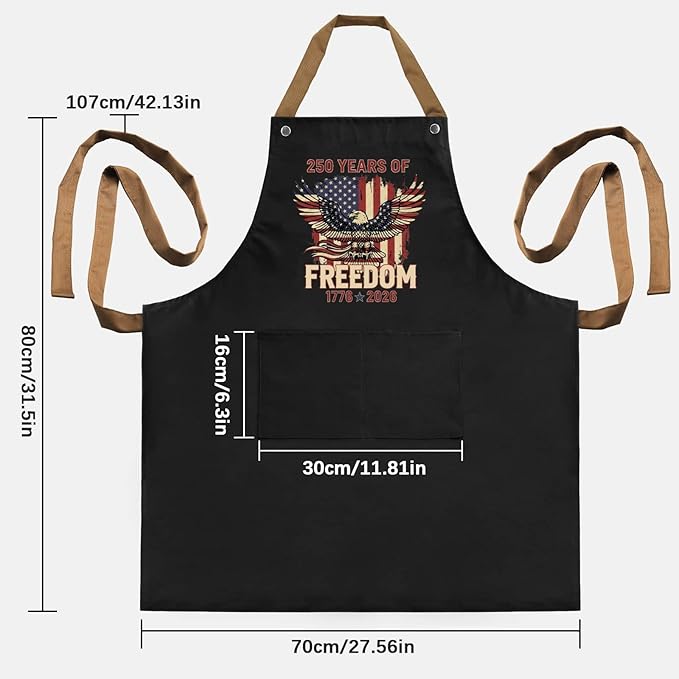 Us 250 Years Of Freedoms Apron With Pocket For Mens