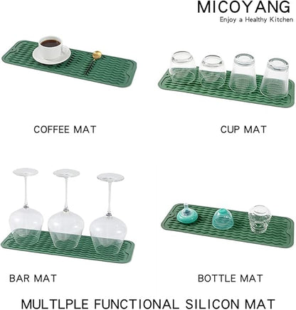MicoYang Silicone Dish Drying Mat for Multiple Usage,Easy clean,Eco-friendly,Heat-resistant Silicone Mat for Kitchen Counter,Sink,Bar,Bottle,or Cup Green M 17 inches x 6 inches - Image 4