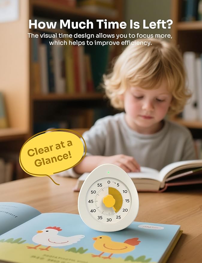 LIORQUE Visual Timer for Kids, 60-Minute Countdown Kitchen Timers for Cooking, Kids Timer with Silent Operation & Countdown Pause for Teaching Classroom Office - Image 7