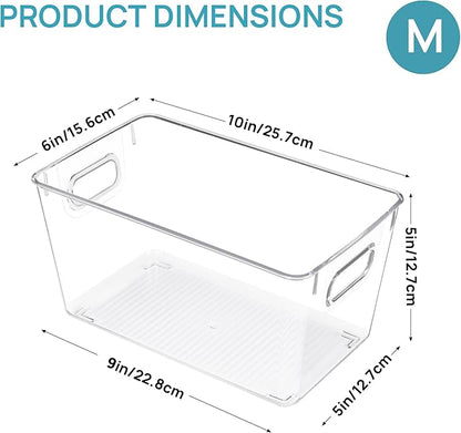 Vtopmart Clear Plastic Storage Bins, 2 PCS Pantry Organizer Bins with Handle for Refrigerator, Fridge, Cabinet, Kitchen, Countertops, Cupboard, Freezer Organization and Storage, Medium - Image 2