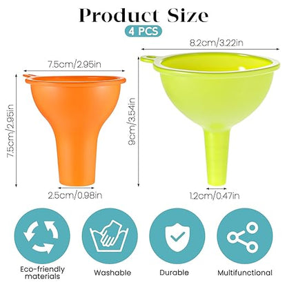 4 Pack Kitchen Silicone Funnel, 4 Colors Kitchen Funnel Set Wide Mouth Funnels for Filling Bottles Small Canning Funnels for Daily Cooking and Water Liquid Oil or Powder Transfer - Image 2