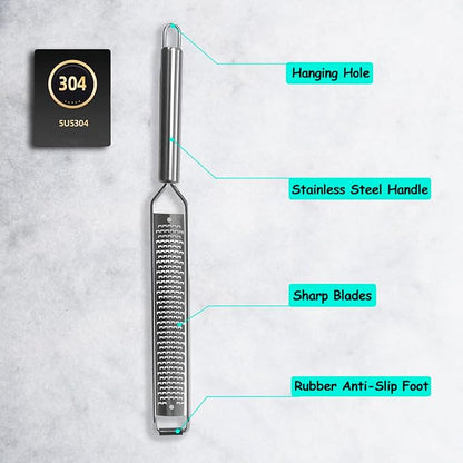 VOVOLY Lemon Zester, Cheese Grater, Parmesan Cheese, Ginger, Garlic, Nutmeg, Chocolate, Citrus, Lime Zester & Grater, Kitchen Tool with Razor-Sharp Stainless Steel Blade - Image 2