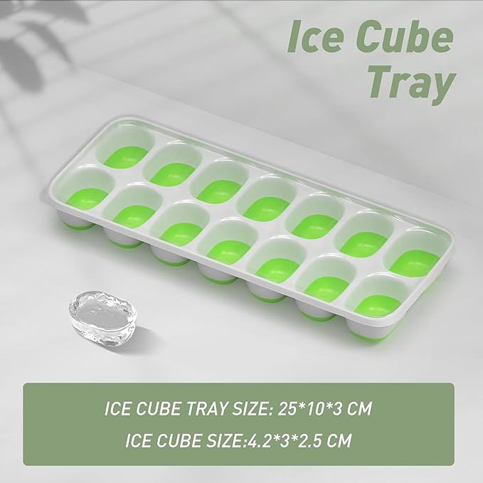 ChefAide Ice Cube Tray with Lid, 3 Pack 42 Cubes Durable Stackable Ice Cube Trays for Freezer with Removable Lids, Easy-Release Plastic & Silicone Ice Tray for Cocktail, Coffee - Image 3