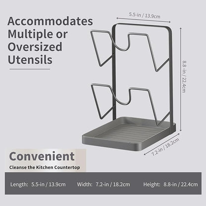 Kitchen Pot Lid Storage Rack,Stainless Steel Pot Lid Holder while Cooking,Multifunctional Kitchen Pot Lid Organizer for Countertop,Two-compartment Cooking Rack
