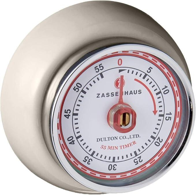 Zassenhaus Magnetic Retro Kitchen Timer, Classic Mechanical Cooking Timer (Cream) by Zassenhaus